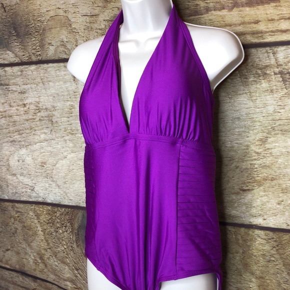 Calvin Klein Womens 14 One Piece Swimsuit Pleat - Picture 2 of 8